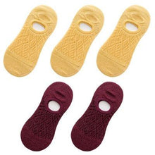 Load image into Gallery viewer, 5 Pairs Female Silicone non-slip invisible Socks Summer Solid Color Mesh Ankle Boat Socks Female Cotton Slipper No show Socks For Women
