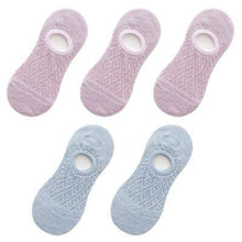 Load image into Gallery viewer, 5 Pairs Female Silicone non-slip invisible Socks Summer Solid Color Mesh Ankle Boat Socks Female Cotton Slipper No show Socks For Women
