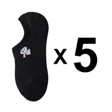 Load image into Gallery viewer, 5 Pairs Kawaii Cute Animal Print Socks Set Invisible Happy Fashion Ankle Funny Socks Set Girl Cotton Summer Silicone Non-slip Boat Socks Ankle Socks For Men And Women
