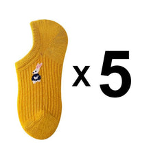 Load image into Gallery viewer, 5 Pairs Kawaii Cute Animal Print Socks Set Invisible Happy Fashion Ankle Funny Socks Set Girl Cotton Summer Silicone Non-slip Boat Socks Ankle Socks For Men And Women
