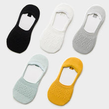 Load image into Gallery viewer, 5 Pairs Women Cotton Low Cut Socks Solid Snowflake Soft Summer Silicone Non-slip Deep Mouth Prevent Heel Loss Slipper Socks For Women
