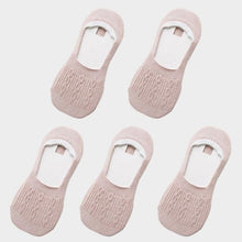Load image into Gallery viewer, 5 Pairs Women Cotton Low Cut Socks Solid Snowflake Soft Summer Silicone Non-slip Deep Mouth Prevent Heel Loss Slipper Socks For Women
