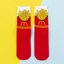 Load image into Gallery viewer, Women's Colorful Cotton Socks Fruits Banana Avocado Lemon Egg Cookie Donuts Food Happy Color Socks
