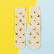 Load image into Gallery viewer, Women's Colorful Cotton Socks Fruits Banana Avocado Lemon Egg Cookie Donuts Food Happy Color Socks
