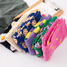 Load image into Gallery viewer, Women's Colorful Cotton Socks Fruits Banana Avocado Lemon Egg Cookie Donuts Food Happy Color Socks
