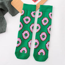 Load image into Gallery viewer, Women's Colorful Cotton Socks Fruits Banana Avocado Lemon Egg Cookie Donuts Food Happy Color Socks
