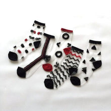 Load image into Gallery viewer, 5 Pairs Young Girl Funny Cute Fashion Colorful Candy Dot Red Lips Wave Socks Sweet Women Thin Summer Ankle Crystal Sheer Socks For Women
