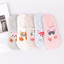 Load image into Gallery viewer, 5 Pairs/Lot Cute Harajuku Animal Women Socks Set Funny Spring Cat Dog Rabbit Panda Low Cut Short Sock Happy
