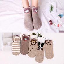 Load image into Gallery viewer, 5 Pairs/Set Women's Cotton Happy Cute Cat Short Socks Print Cartoon Animal Casual Summer Socks Red Heart Funny Ankle Socks Pure Cotton Socks For Men And Women
