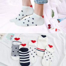 Load image into Gallery viewer, 5 Pairs/Set Women's Cotton Happy Cute Cat Short Socks Print Cartoon Animal Casual Summer Socks Red Heart Funny Ankle Socks Pure Cotton Socks For Men And Women
