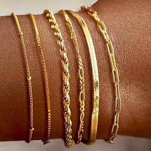将图片加载到图库查看器，5-Piece: Elegant Multi-Layered Chain Bracelet Set
