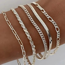 将图片加载到图库查看器，5-Piece: Elegant Multi-Layered Chain Bracelet Set
