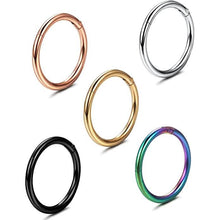 Load image into Gallery viewer, 5-Piece: Stainless Steel Septum Piercing Nose Hoop Ring
