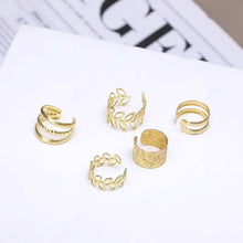 Load image into Gallery viewer, 5-Pieces: Golden Leaf Cutout Ear Clips
