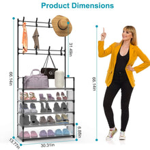 Load image into Gallery viewer, 5-Tier Dustproof Entryway Hall Tree Coat and Shoe Rack
