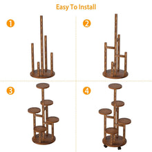 Load image into Gallery viewer, 5-Tier Plant Stand with 4 Detachable Wheels Wooden Plant Pot Rolling Shelf
