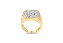 Load image into Gallery viewer, 10K Yellow Gold 1 1/2 Cttw Diamond Cluster and Halo Signet Mens Ring (K-L Color, I1-I2 Clarity) - Size 10
