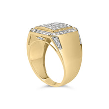 Load image into Gallery viewer, Men's 10K Yellow Gold 2 1/8 Cttw Diamond  Composite Cluster Cocktail Ring Band
