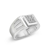 Load image into Gallery viewer, .925 Sterling Silver Diamond Accent Miracle-Set 9 Stone Ridged Band Gentlemen's Fashion Ring (I-J Color, I3 Clarity) - Size 10
