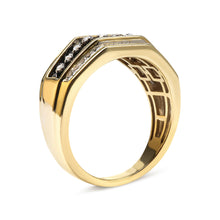 Load image into Gallery viewer, Men's 14K Yellow Gold Plated .925 Sterling Silver 1 1/2 Cttw White and Black Treated Diamond Cluster Ring (Black / I-J Color, I2-I3 Clarity) - Size 10
