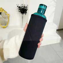 Load image into Gallery viewer, 500ml Glass Water Bottle with Time Marker Transparent Milk Cup Outdoor Sports Portable Leakproof Drink Bottle with Cup Sets Water Bottle Leak-proof Time Scale Print Transparent High  Bottle for Office Water Bottle
