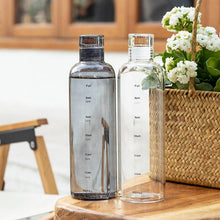 Load image into Gallery viewer, 500ml Glass Water Bottle with Time Marker Transparent Milk Cup Outdoor Sports Portable Leakproof Drink Bottle with Cup Sets Water Bottle Leak-proof Time Scale Print Transparent High  Bottle for Office Water Bottle
