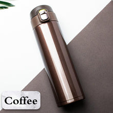 Load image into Gallery viewer, 500ML Stainless Steel Bouncing Cover Vacuum Flask Thermos Cup Coffee Tea Milk Bottle vacuum flask 500ml Stainless Steel Water Bottle Leak-Proof Bounce Cover Home Office Water Bottle
