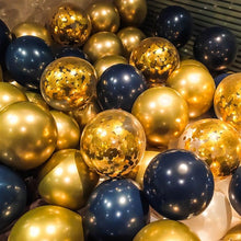 Load image into Gallery viewer, 50/15pcs 10inch Gold Silver Black Metal Latex Confetti Balloons For Wedding Decorations  Birthday Party Decorations Bridal Showers Baby Showers
