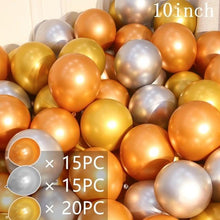 Load image into Gallery viewer, 50/15pcs 10inch Gold Silver Black Metal Latex Confetti Balloons For Wedding Decorations  Birthday Party Decorations Bridal Showers Baby Showers
