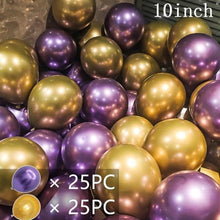 Load image into Gallery viewer, 50/15pcs 10inch Gold Silver Black Metal Latex Confetti Balloons For Wedding Decorations  Birthday Party Decorations Bridal Showers Baby Showers
