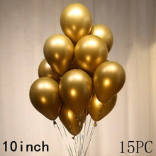 Load image into Gallery viewer, 50/15pcs 10inch Gold Silver Black Metal Latex Confetti Balloons For Wedding Decorations  Birthday Party Decorations Bridal Showers Baby Showers
