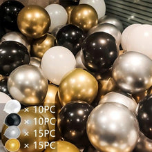 Load image into Gallery viewer, 50/15pcs 10inch Gold Silver Black Metal Latex Confetti Balloons For Wedding Decorations  Birthday Party Decorations Bridal Showers Baby Showers
