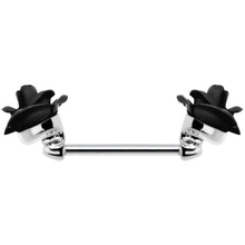 Load image into Gallery viewer, 14G Glorious Metallic Black Rose Flower Nipple Barbell Set
