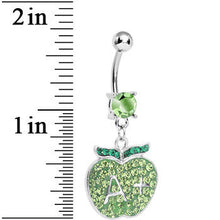 将图片加载到图库查看器，Green Gem Teacher Gets an Apple Dangle Belly Ring
