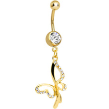 Load image into Gallery viewer, Clear Gem Gold Plated Breathtaking Butterfly Dangle Belly Ring
