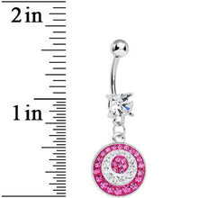 Load image into Gallery viewer, Crystalline Pink Gem Paved Glittering Circles Dangle Belly Ring
