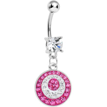 Load image into Gallery viewer, Crystalline Pink Gem Paved Glittering Circles Dangle Belly Ring
