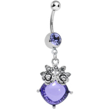 将图片加载到图库查看器，Purple Gem Luminous Orb Victorian Roses Dangle Belly Ring
