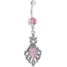 将图片加载到图库查看器，Pink Gem Royal Pink Heart Dangle Belly Ring
