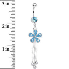 Load image into Gallery viewer, Aqua Gem Blooming Love Blue Spring Flower Dangle Belly Ring
