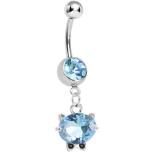 Load image into Gallery viewer, Aqua Gem Black Tie Affair Swanky Crystal Cat Head Dangle Belly Ring
