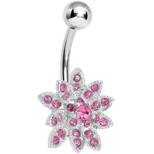 Load image into Gallery viewer, Pink Gem 3D Dazzle Flower Belly Ring
