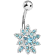 将图片加载到图库查看器，Aqua Gem 3D Dazzle Flower Belly Ring
