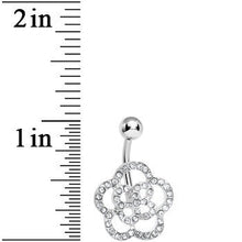 将图片加载到图库查看器，Clear Gem Hollow Buttercup Flower Belly Ring
