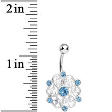Load image into Gallery viewer, Aqua Gem Princess Star Petals Flower Belly Ring
