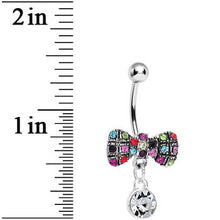 Load image into Gallery viewer, Crystalline Round Drop and Multi Gem Clown Tie Dangle Belly Ring
