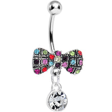 Load image into Gallery viewer, Crystalline Round Drop and Multi Gem Clown Tie Dangle Belly Ring
