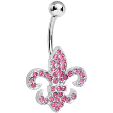 将图片加载到图库查看器，Pink Gem Fabulous Fleur de Lis Belly Ring
