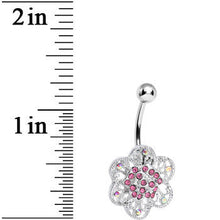 Load image into Gallery viewer, Pink Aurora Gem Dazzling Daisy Flower Belly Ring
