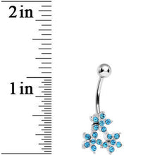 Load image into Gallery viewer, Aqua Gem Trio of Flowers Belly Ring
